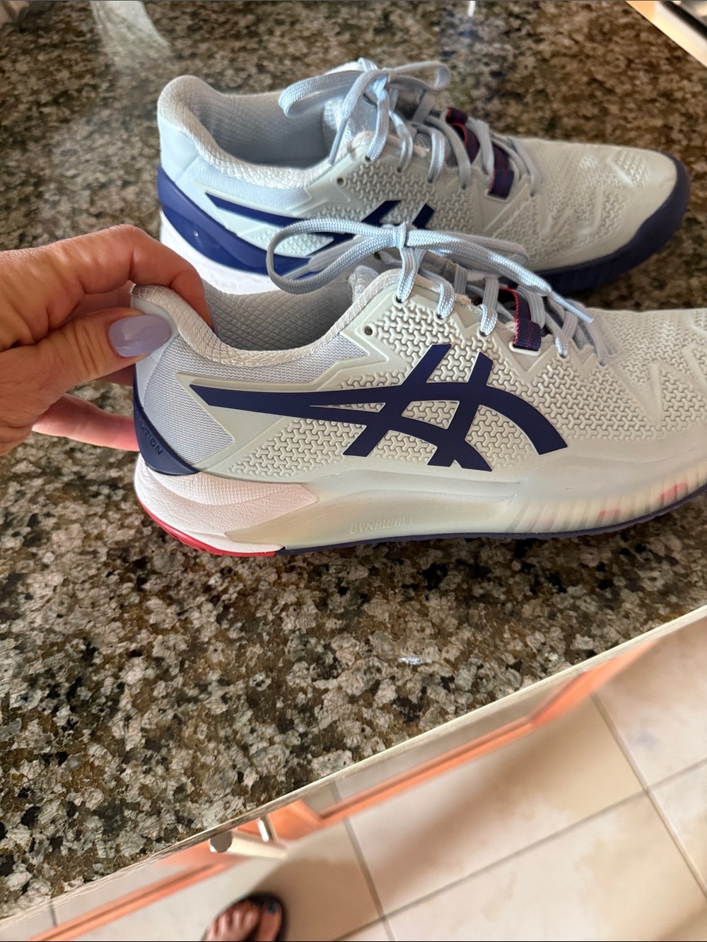 ASICS Women's Light Blue-Green and Navy court  Sneakers perfect for pickleball!